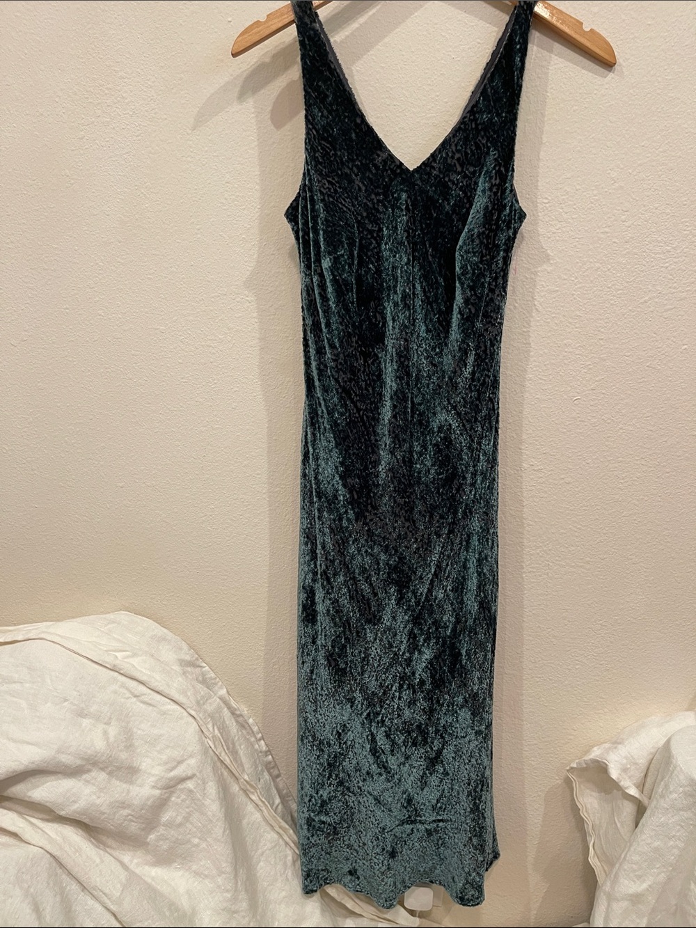 Lauren Ralph Lauren Velvet V-Neck Slip Dress in Deep Teal